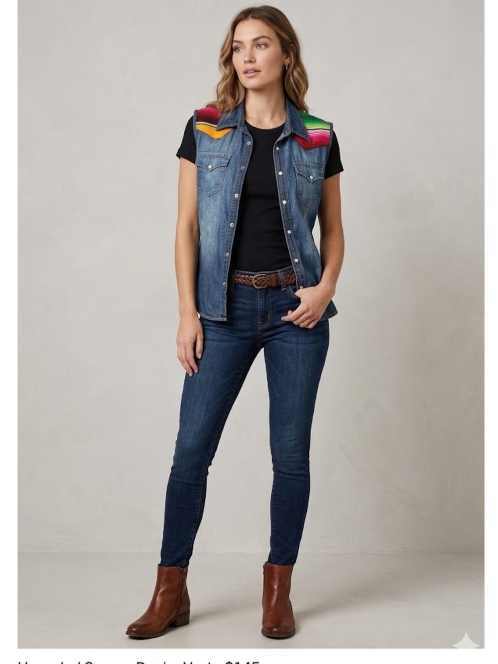 True religion western  vest sz L jeans and serape Baja y2k style pearl snaps